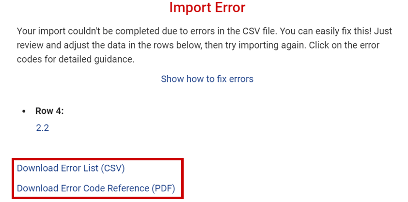 Downloading an error list for offline troubleshooting during CSV import in Pro Stock Tracker